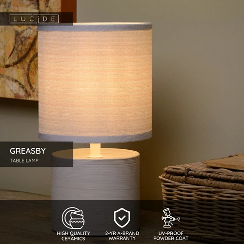 Lucide GREASBY - Table lamp - Ø 14 cm - 1xE14 - Grey - USP
